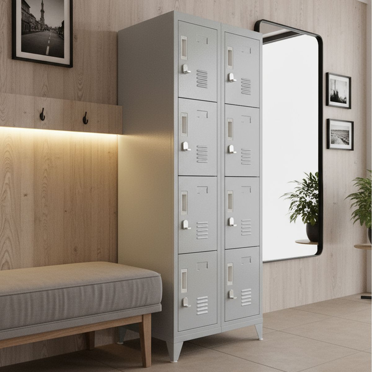 MALETEK - Locker con Portacandado 8 Puerta(s) 50x166x56,5 cm Gris