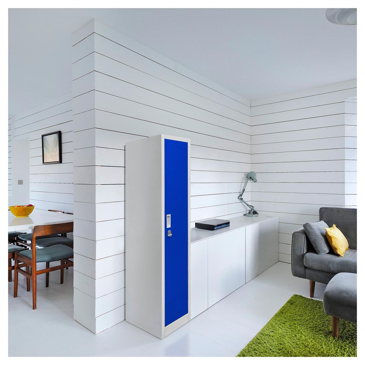 MALETEK - Locker de Oficina con Portacandado 1 Puerta(s) 50x166x29 cm Gris/Azul