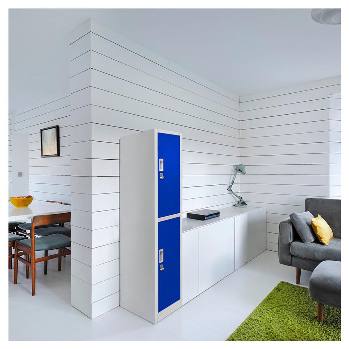 MALETEK - Locker de Oficina con Portacandado 2 Puerta(s) 2 Repisa(s) 50xx29 cm Gris/Azul