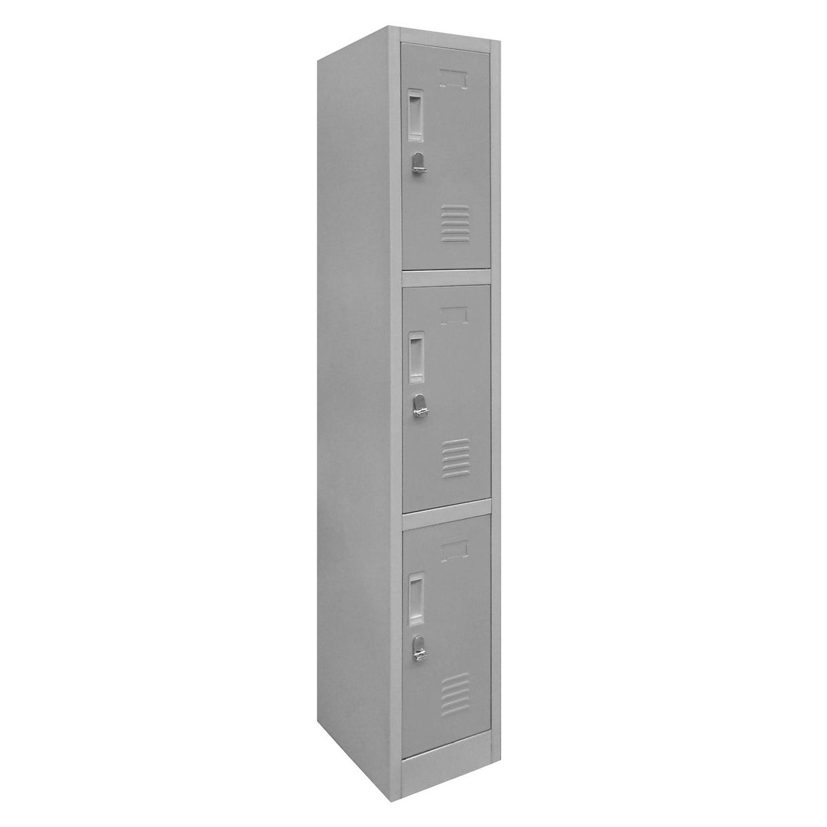 MALETEK - Locker de Oficina con Portacandado 3 Puerta(s) 2 Repisa(s) 50xx29 cm Gris
