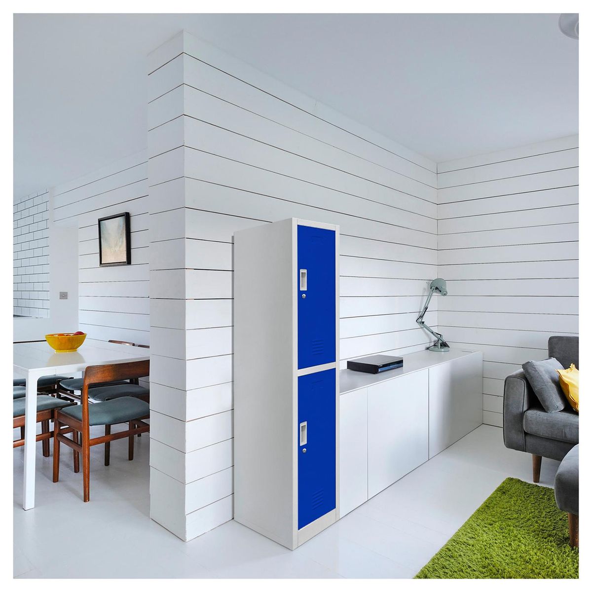 MALETEK - Locker de Oficina con Llave 2 Puerta(s) 1 Repisa(s) 50xx29 cm Gris/Azul