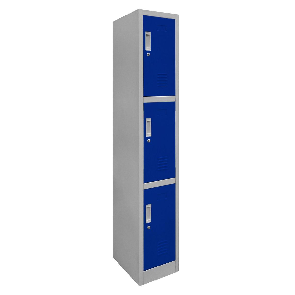 MALETEK - Locker de Oficina con Llave 3 Puerta(s) 2 Repisa(s) 50xx29 cm Gris/Azul