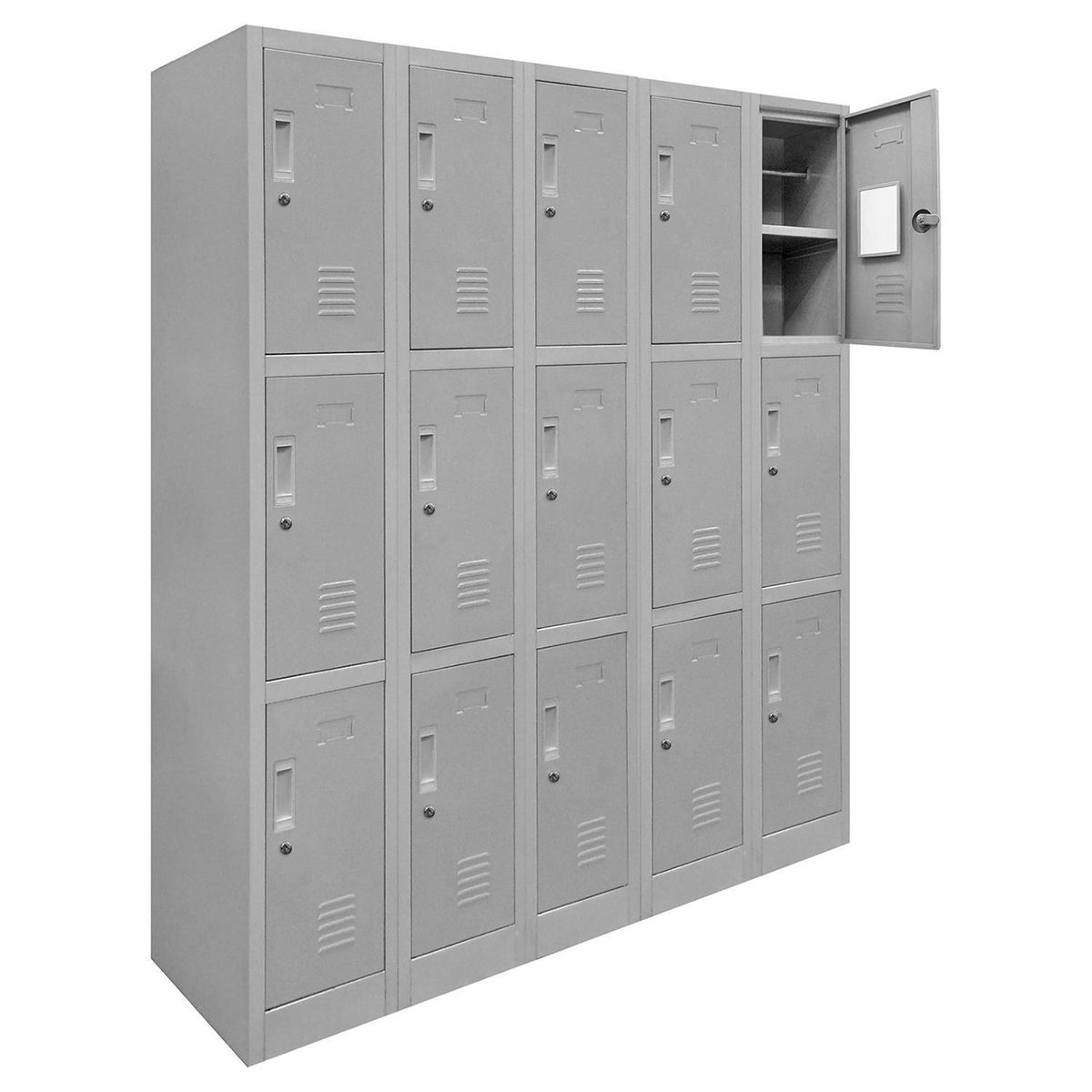 MALETEK - Locker de Oficina con Llave 15 Puerta(s) 25 Repisa(s) 50xx140 cm Gris