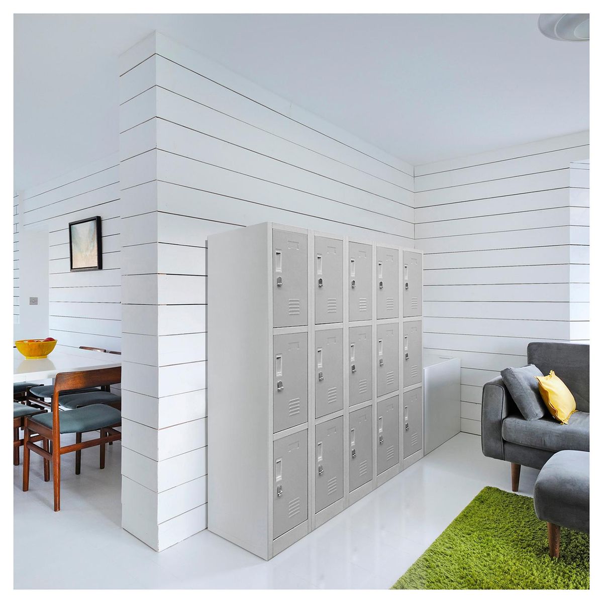 MALETEK - Locker de Oficina con Llave 15 Puerta(s) 25 Repisa(s) 50xx140 cm Gris