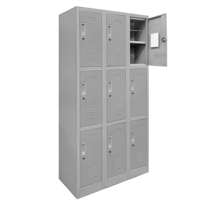 MALETEK - Locker de Oficina con Llave 9 Puerta(s) 15 Repisa(s) 50xx83 cm Gris