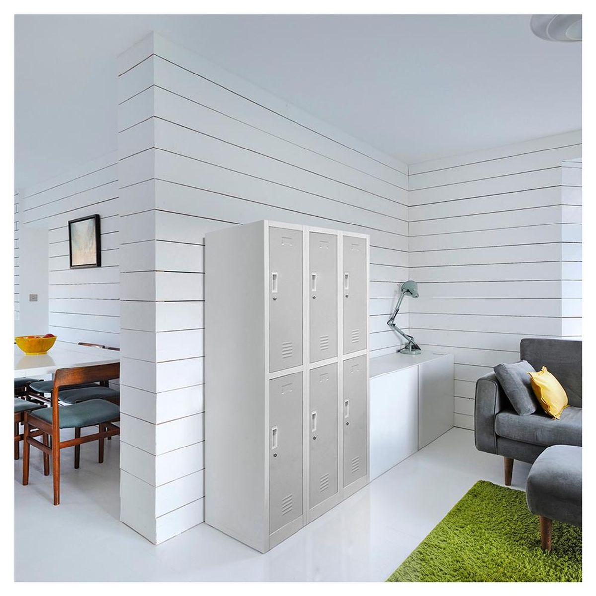 MALETEK - Locker de Oficina con Llave 6 Puerta(s) 6 Repisa(s) 50xx83 cm Gris