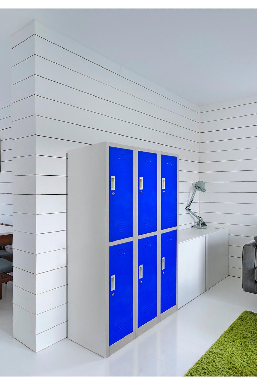 MALETEK - Locker de Oficina con Llave 6 Puerta(s) 6 Repisa(s) 50xx83 cm Gris/Azul