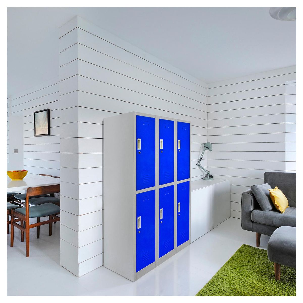 MALETEK - Locker de Oficina con Llave 6 Puerta(s) 6 Repisa(s) 50xx83 cm Gris/Azul