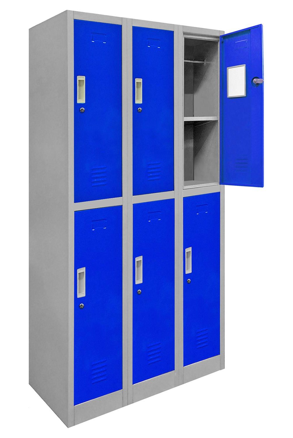 MALETEK - Locker de Oficina con Llave 6 Puerta(s) 6 Repisa(s) 50xx83 cm Gris/Azul