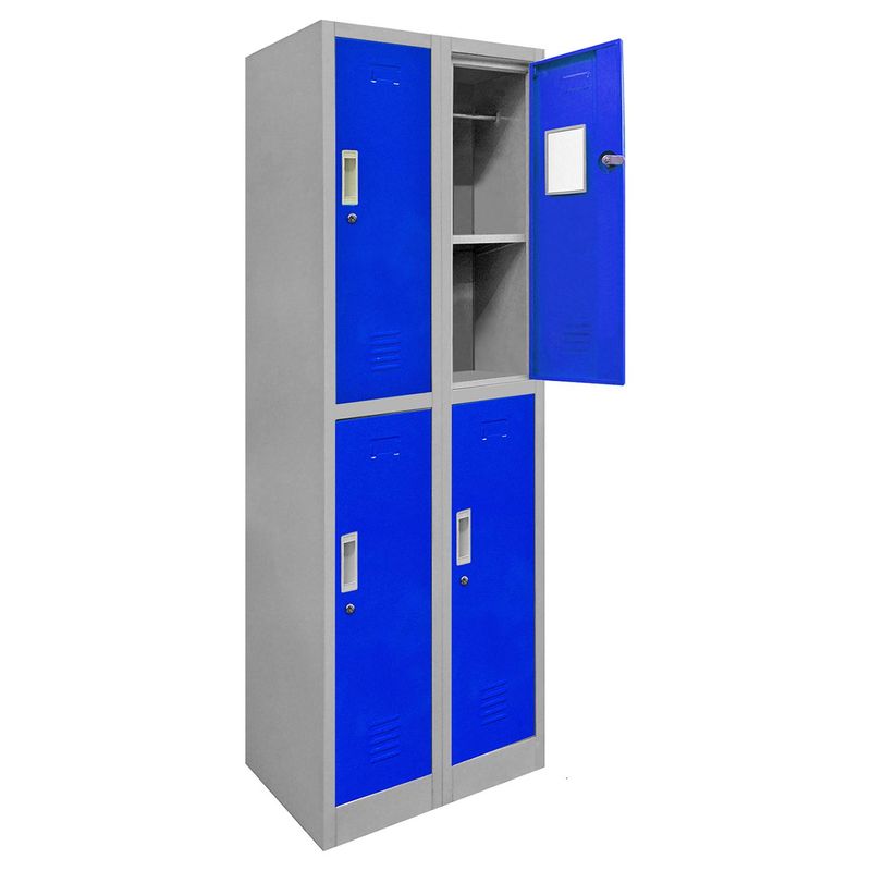 MALETEK - Locker de Oficina con Llave 2 Puerta(s) 4 Repisa(s) 50xx57 cm Gris/Azul