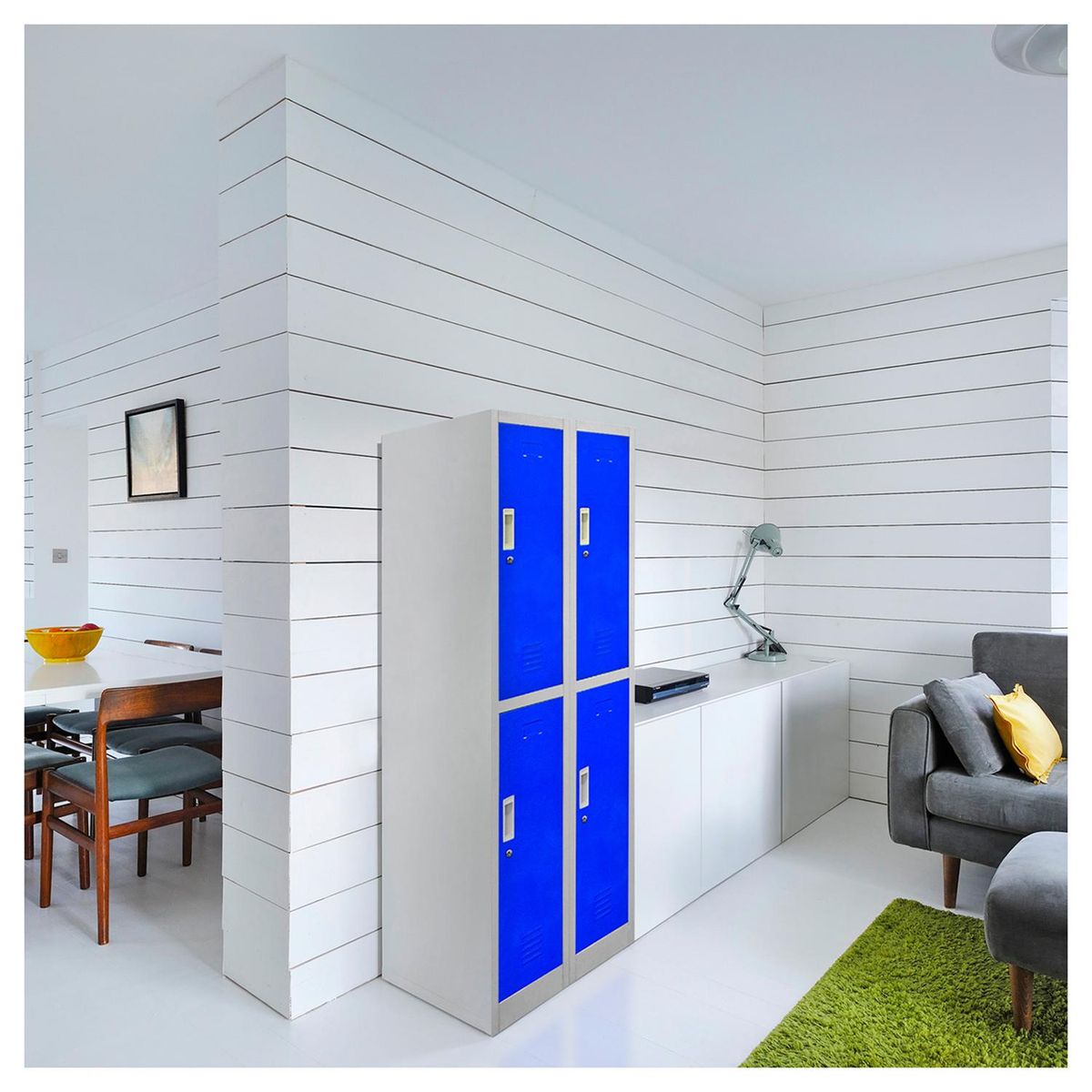 MALETEK - Locker de Oficina con Llave 2 Puerta(s) 4 Repisa(s) 50xx57 cm Gris/Azul