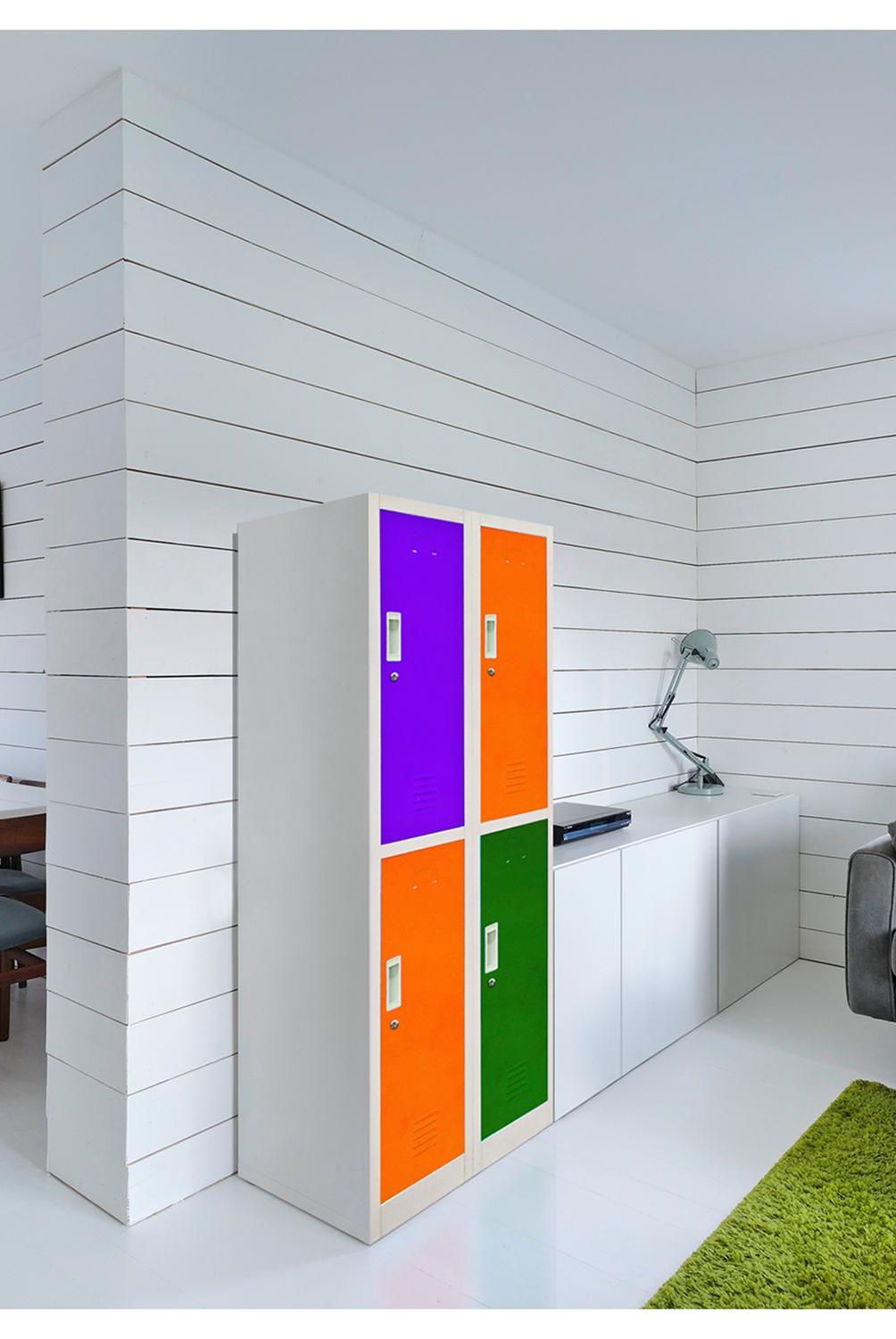 MALETEK - Locker de Oficina con Llave 2 Puerta(s) 4 Repisa(s) 50xx57 cm Gris/Colores