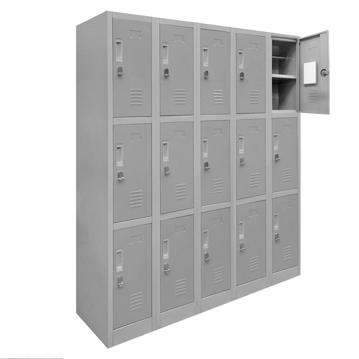 MALETEK - Locker de Oficina con Portacandado 15 Puerta(s) 25 Repisa(s) 50xx140 cm Gris