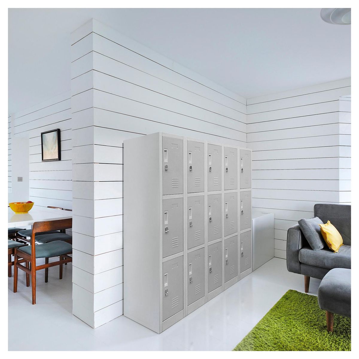 MALETEK - Locker de Oficina con Portacandado 15 Puerta(s) 25 Repisa(s) 50xx140 cm Gris