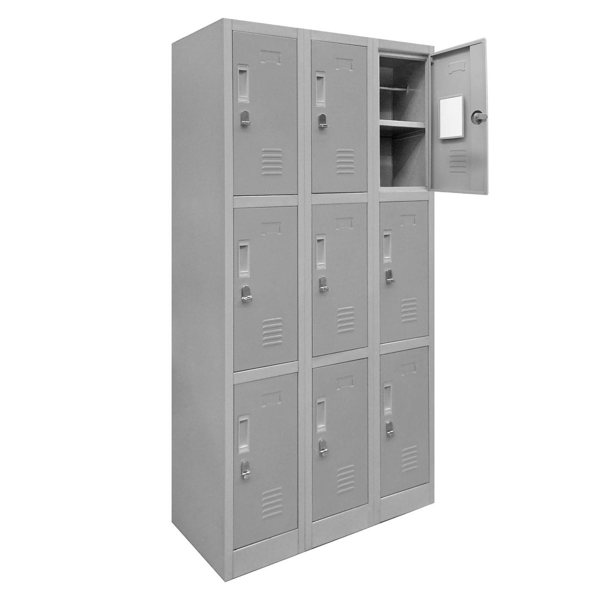 MALETEK - Locker de Oficina con Portacandado 9 Puerta(s) 15 Repisa(s) 50x166x83 cm Gris