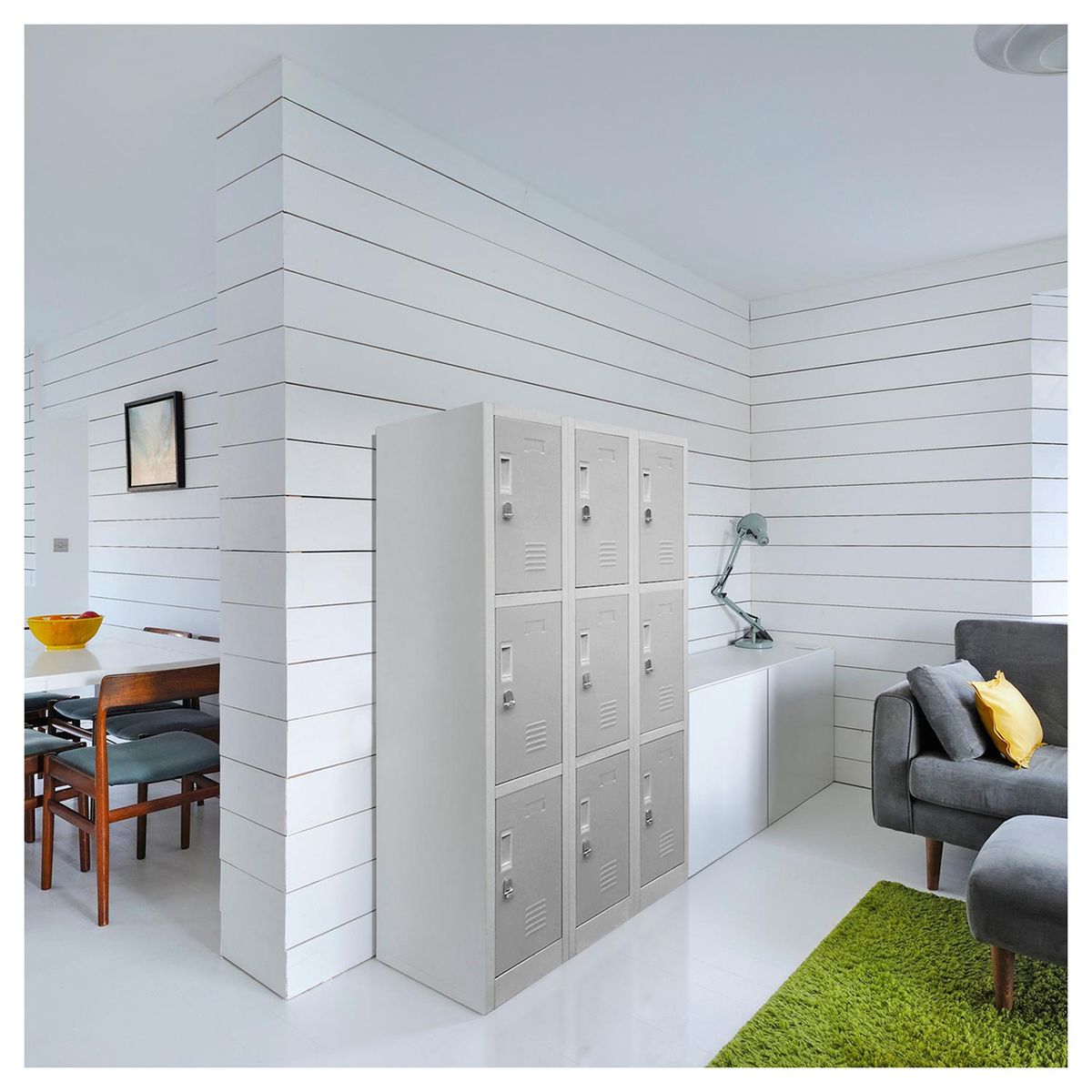 MALETEK - Locker de Oficina con Portacandado 9 Puerta(s) 15 Repisa(s) 50x166x83 cm Gris