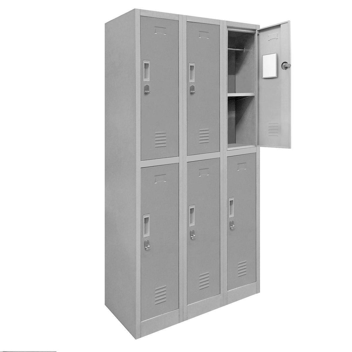 MALETEK - Locker de Oficina con Portacandado 6 Puerta(s) 6 Repisa(s) 50xx83 cm Gris