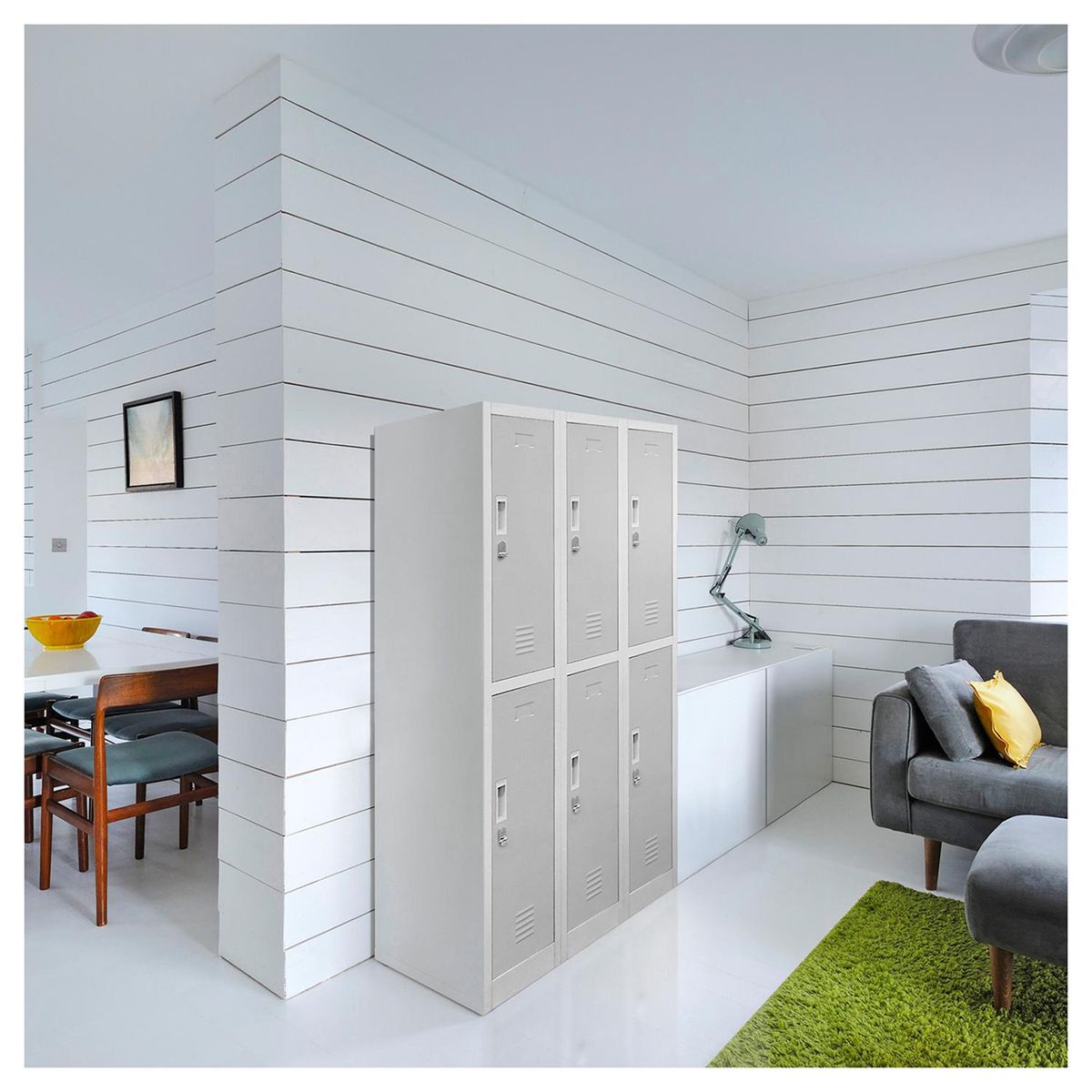 MALETEK - Locker de Oficina con Portacandado 6 Puerta(s) 6 Repisa(s) 50xx83 cm Gris