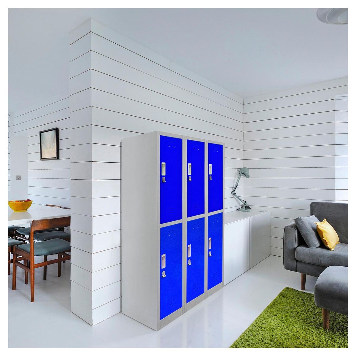 MALETEK - Locker de Oficina con Portacandado 6 Puerta(s) 6 Repisa(s) 50x166x83 cm Gris/Azul