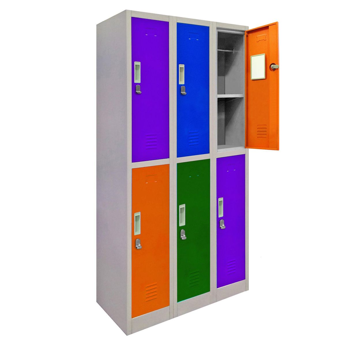 MALETEK - Locker de Oficina con Portacandado 6 Puerta(s) 6 Repisa(s) 50x166x83 cm Gris/Colores