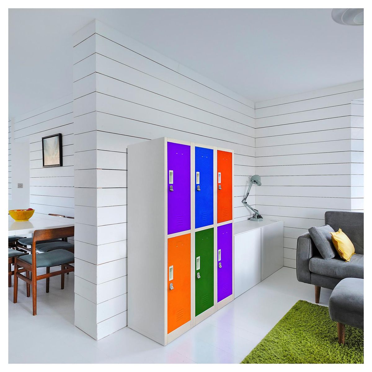 MALETEK - Locker de Oficina con Portacandado 6 Puerta(s) 6 Repisa(s) 50x166x83 cm Gris/Colores