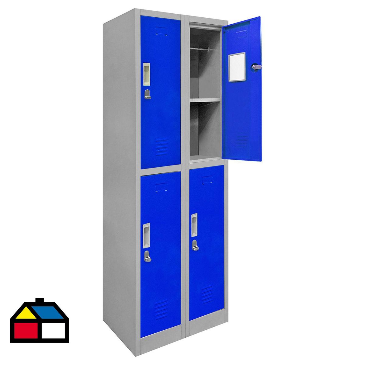MALETEK - Locker de Oficina con Portacandado 4 Puerta(s) 4 Repisa(s) 50xx57 cm Gris/Azul