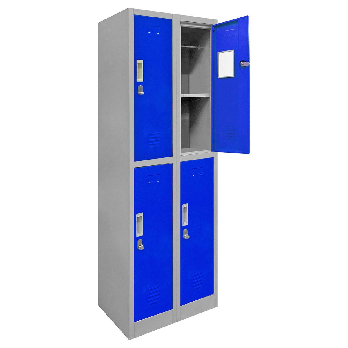 MALETEK - Locker de Oficina con Portacandado 4 Puerta(s) 4 Repisa(s) 50xx57 cm Gris/Azul