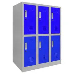 MALETEK - Locker de Oficina con Llave 6 Puerta(s) 3 Repisa(s) 50x114x83 cm Gris