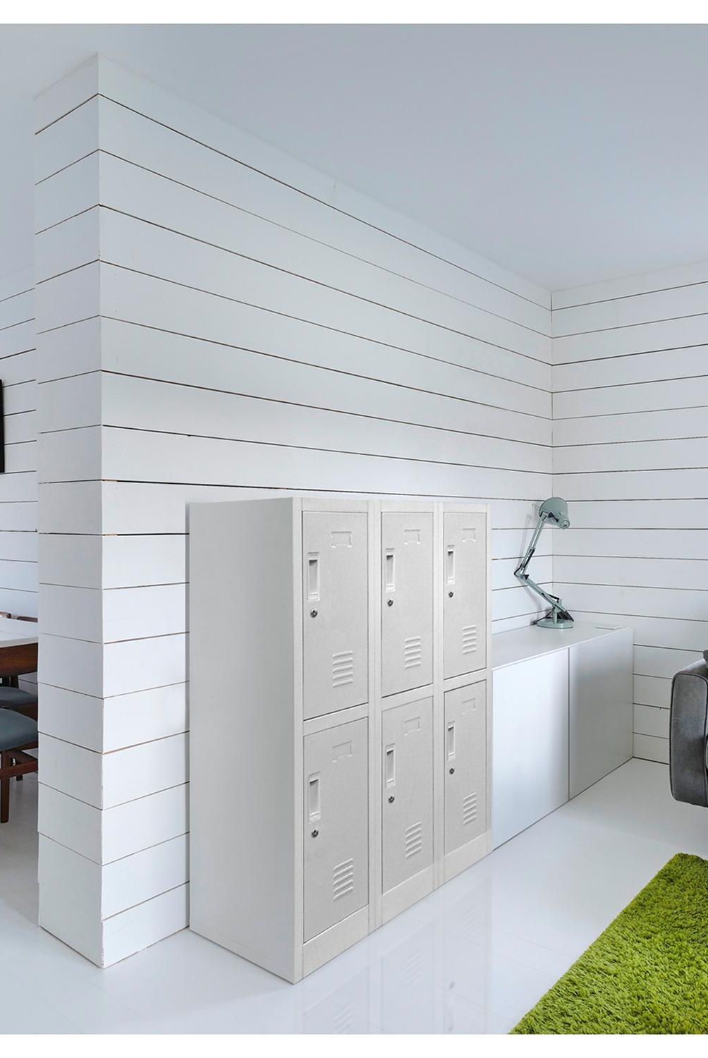 MALETEK - Locker de Oficina con Llave 6 Puerta(s) 3 Repisa(s) 50xx83 cm Gris