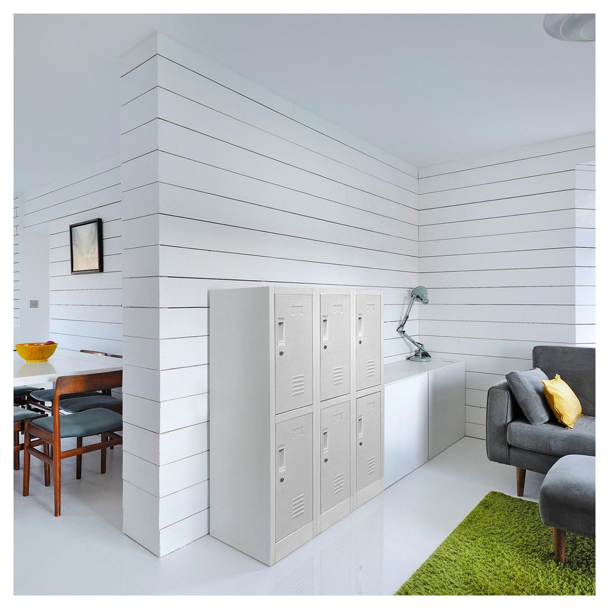 MALETEK - Locker de Oficina con Llave 6 Puerta(s) 3 Repisa(s) 50xx83 cm Gris