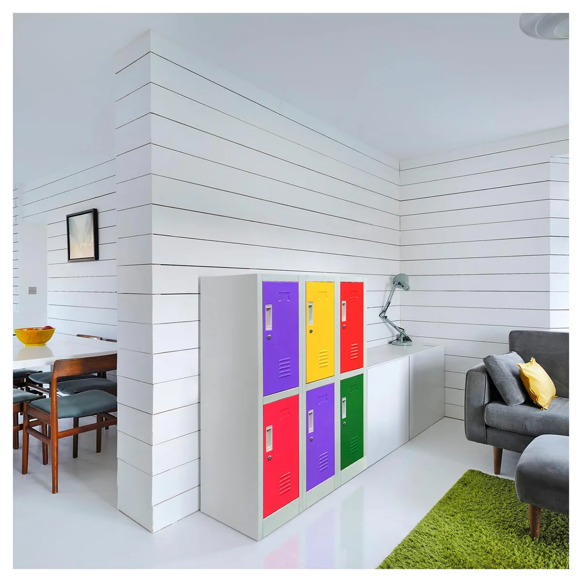 MALETEK - Locker de Oficina con Llave 6 Puerta(s) 3 Repisa(s) 50xx83 cm Gris