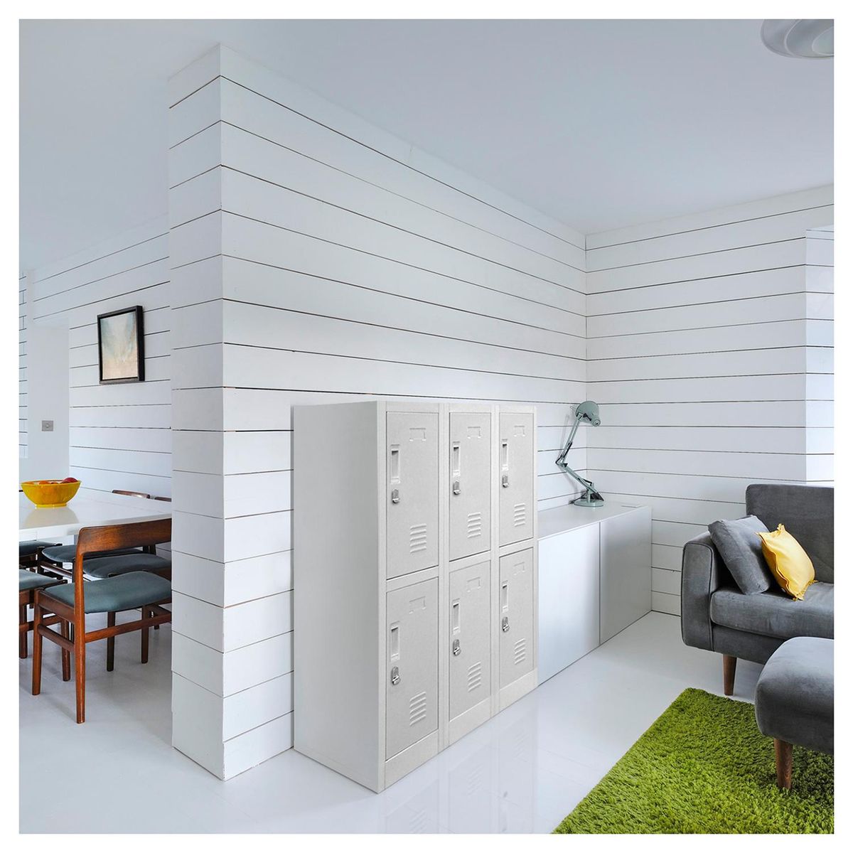 MALETEK - Locker de Oficina con Portacandado 6 Puerta(s) 6 Repisa(s) 50xx83 cm Gris