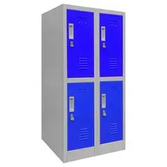 MALETEK - Locker de Oficina con Portacandado 4 Puerta(s) 4 Repisa(s) 50x114x55 cm Gris/Azul