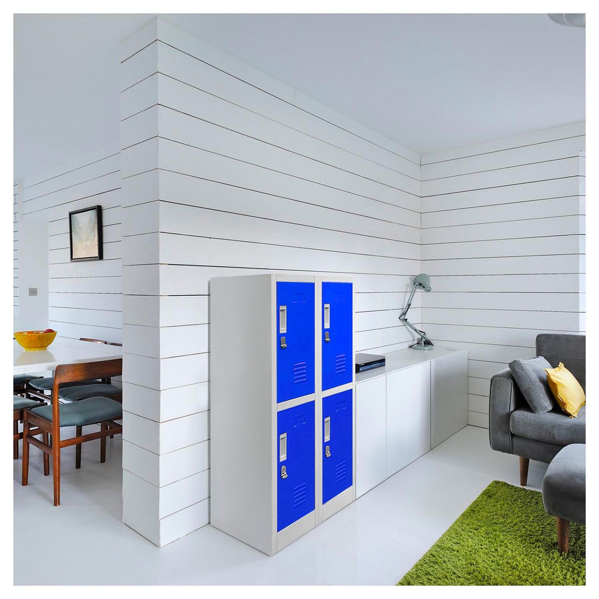 MALETEK - Locker de Oficina con Portacandado 4 Puerta(s) 4 Repisa(s) 50xx55 cm Gris/Azul