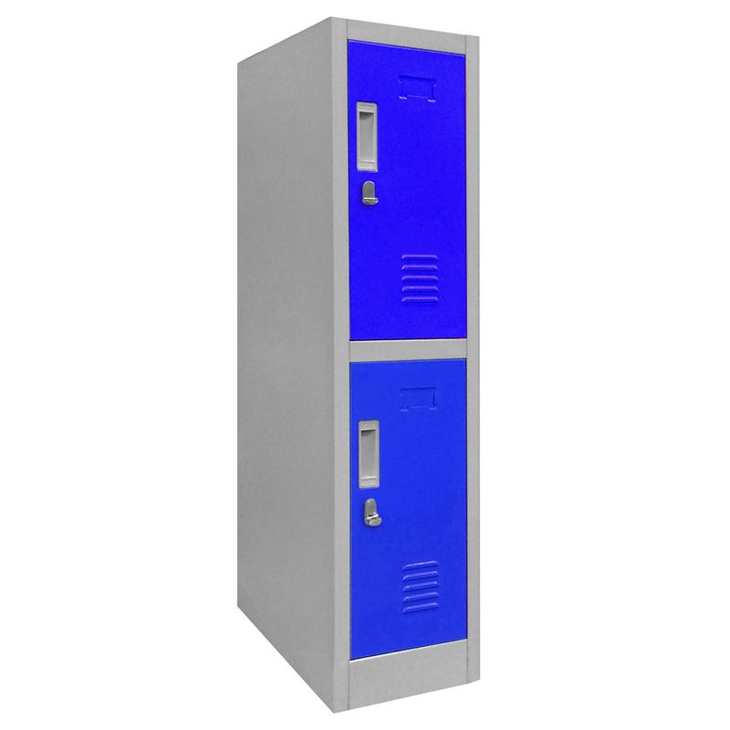 MALETEK - Locker de Oficina con Portacandado 2 Puerta(s) 2 Repisa(s) 50xx28 cm Gris