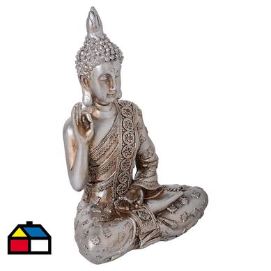 Buda decorativo 19,5x14x8 cm poliresina plateado
