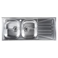 Lavaplatos Sobreponer Derecho 2 Cubeta(s) 120x15.5x50 cm Acero inoxidable