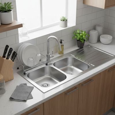 Imagen 2 del producto Lavaplatos Sobreponer Derecho 2 Cubeta(s) 120x15.5x50 cm Acero inoxidable