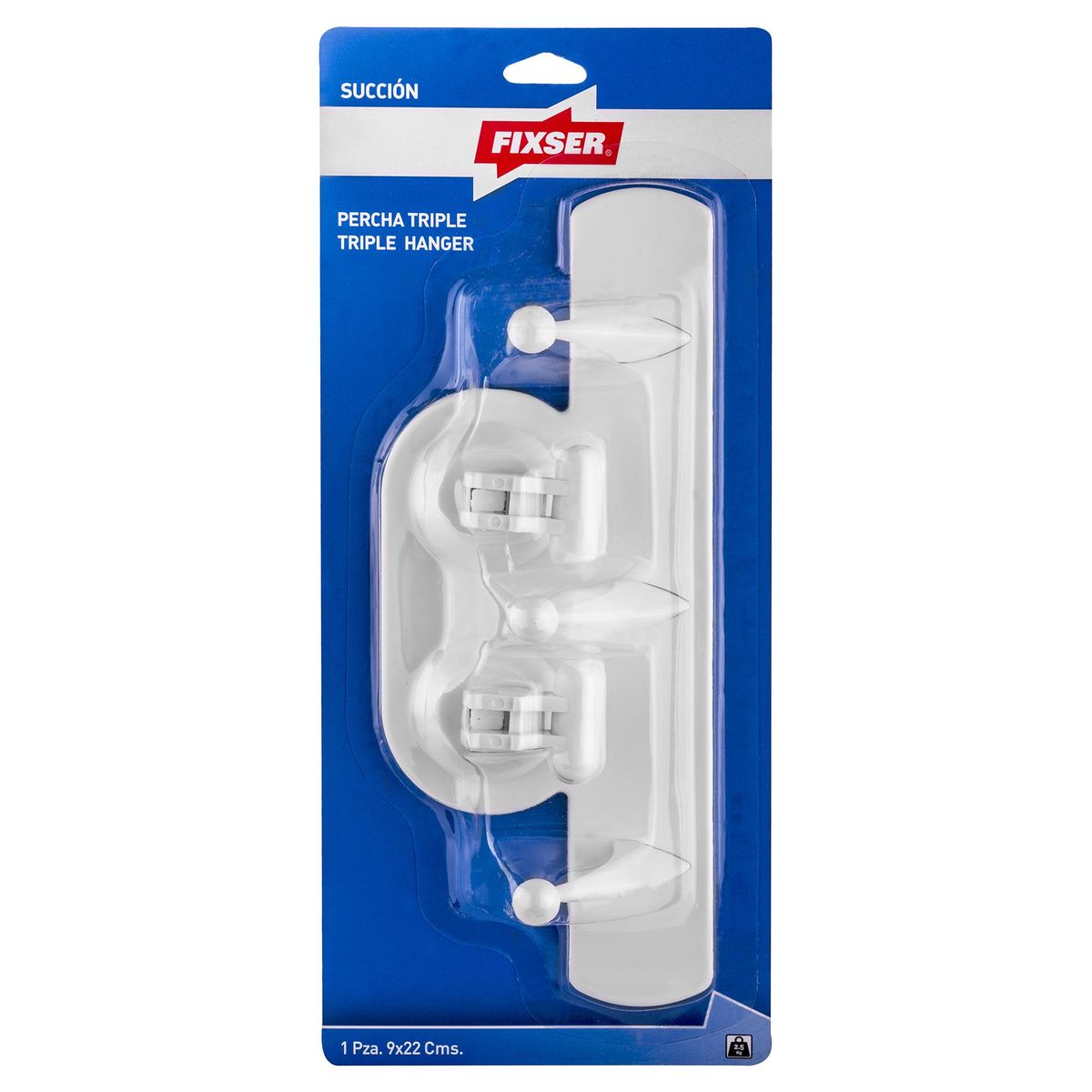 FIXSER - Percha triple con succion