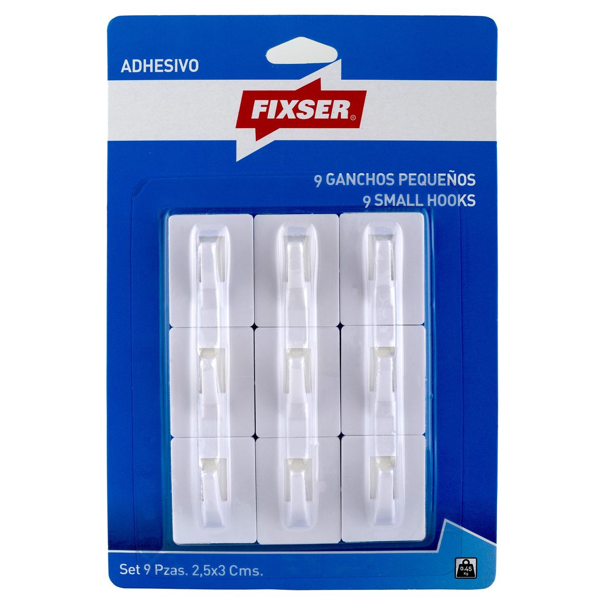 FIXSER - Ganchos pequeños 9 adhes fijo