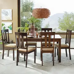 HOMY - Juego de Comedor Louis 6 Sillas Mesa Rectangular 90x94x140 cm Capuccino