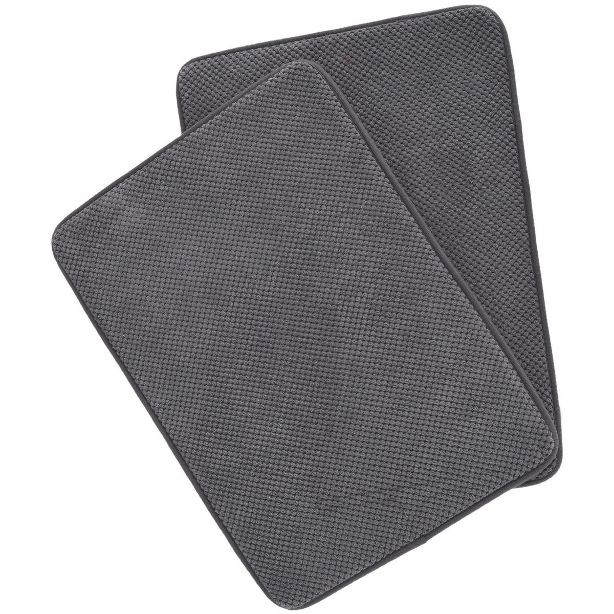 CASA BONITA - Set 2 Pisos Baño ESpuma De S 43x60 cm Poliéster Gris