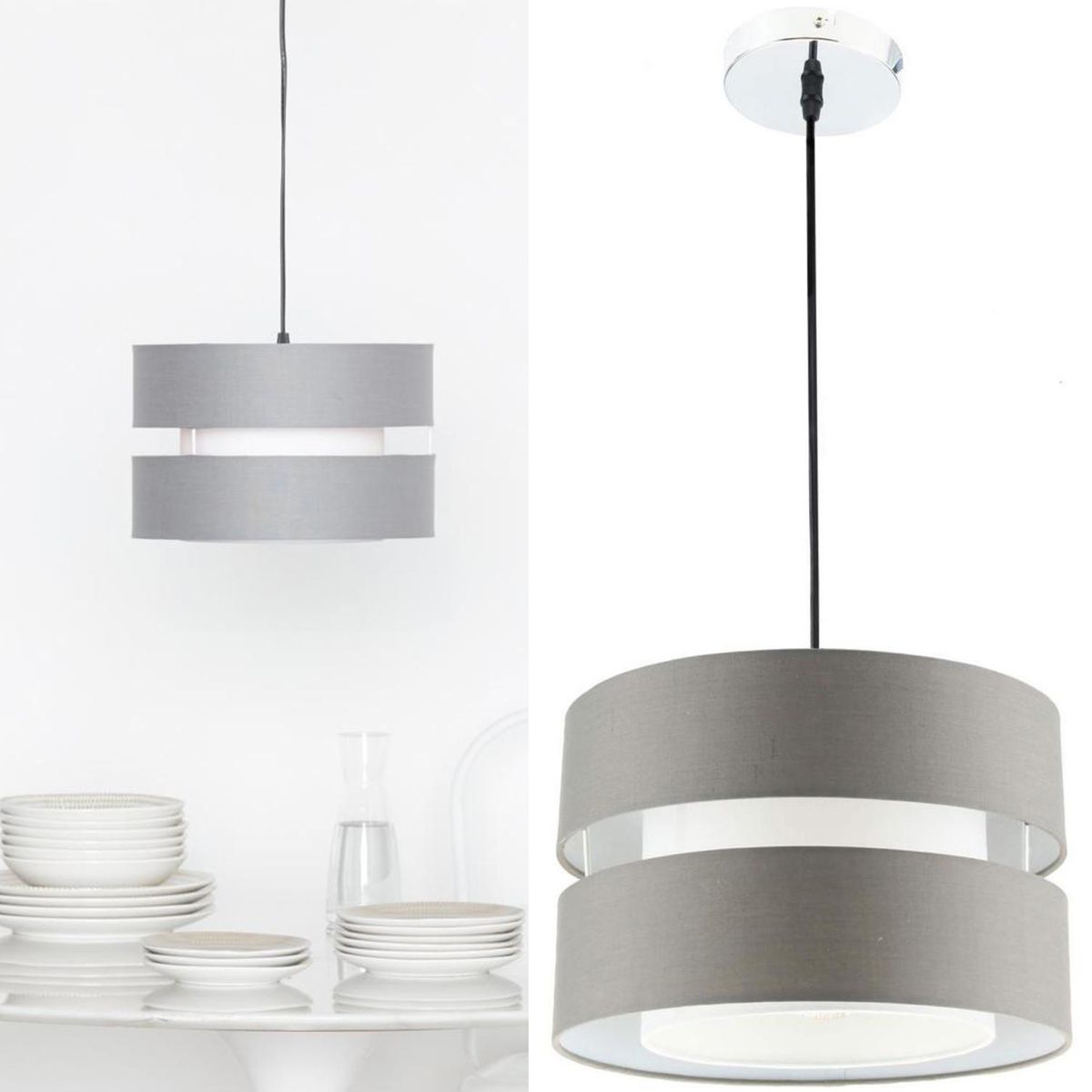 JUST HOME COLLECTION - Lámpara Colgante 1 Luz Acero Gris