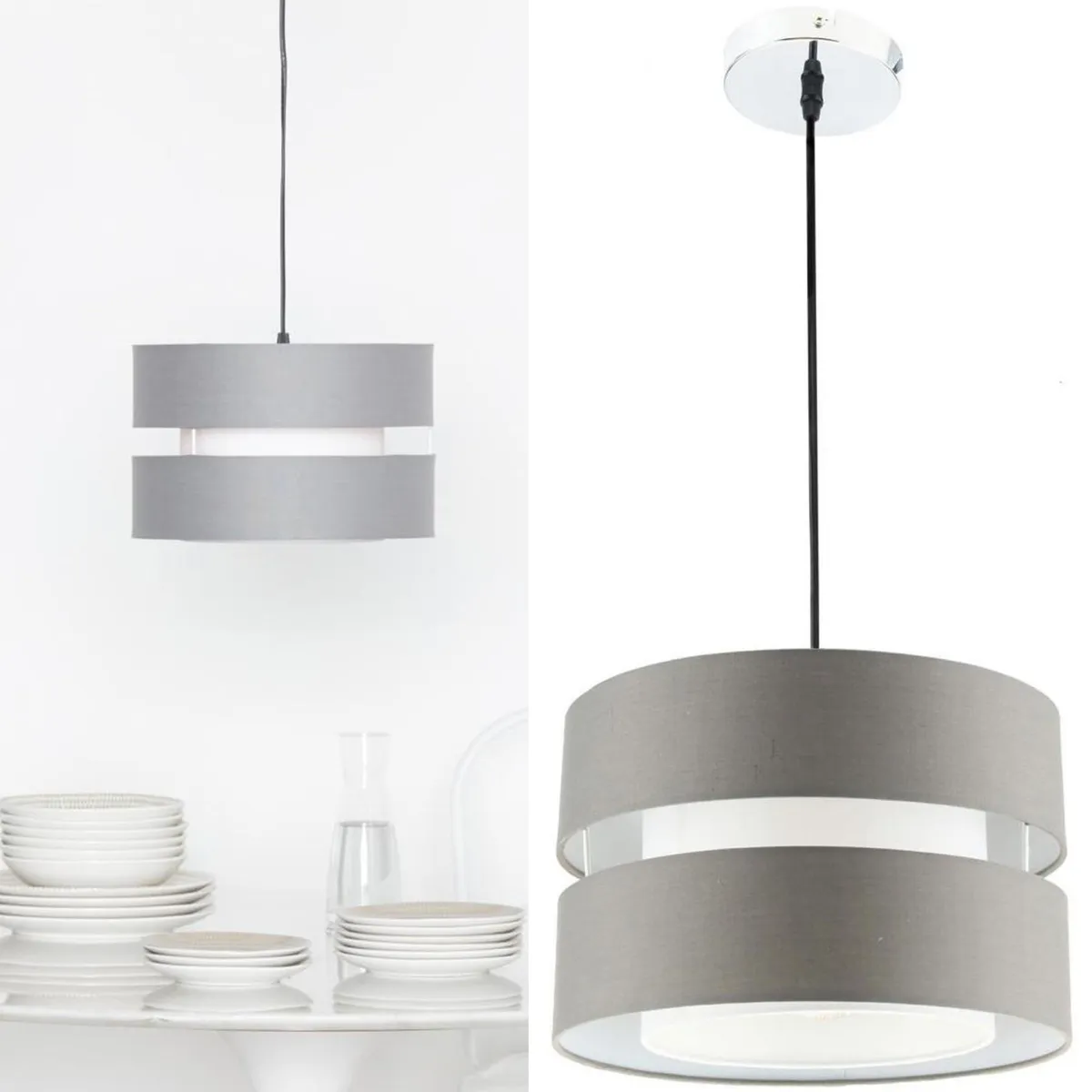 JUST HOME COLLECTION - Lámpara Colgante 1 Luz Acero Gris