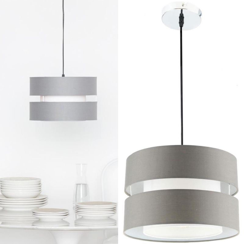 JUST HOME COLLECTION - Lámpara de colgar tela 1 luz E27 gris