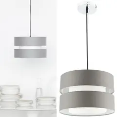 JUST HOME COLLECTION - Lámpara de colgar tela 1 luz E27 gris