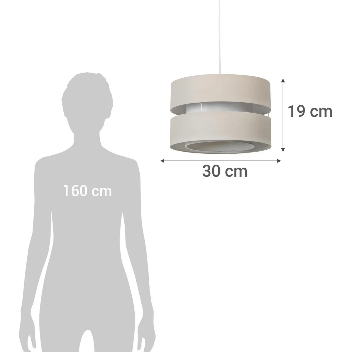 JUST HOME COLLECTION - Lámpara Colgante 1 Luz Tela Beige