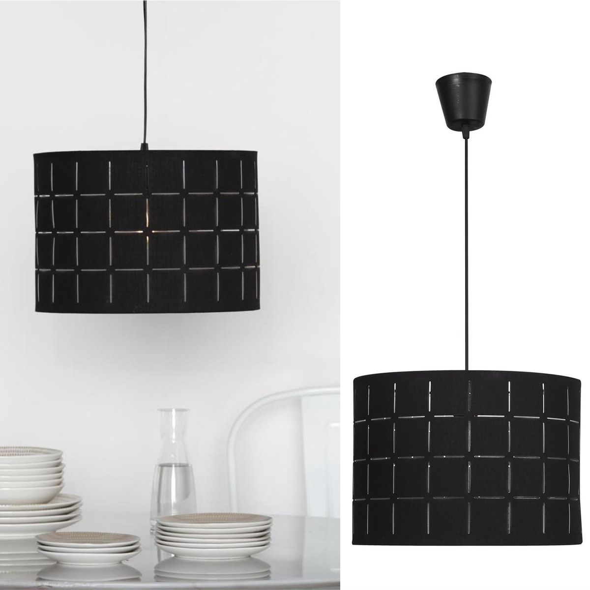 JUST HOME COLLECTION - Lámpara Colgante Tela Negro