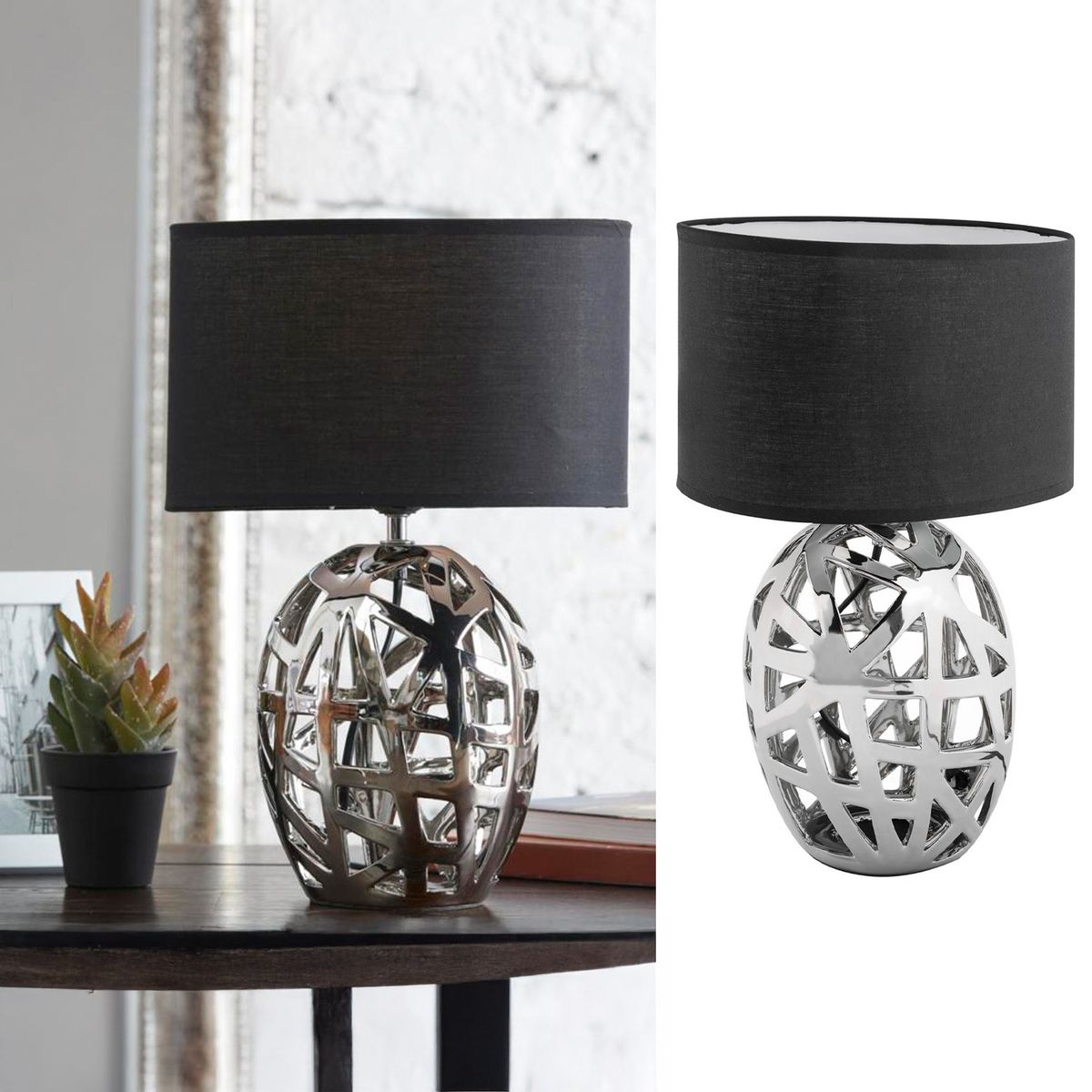 JUST HOME COLLECTION - Lámpara Mesa Aida Negro 16x27 cm