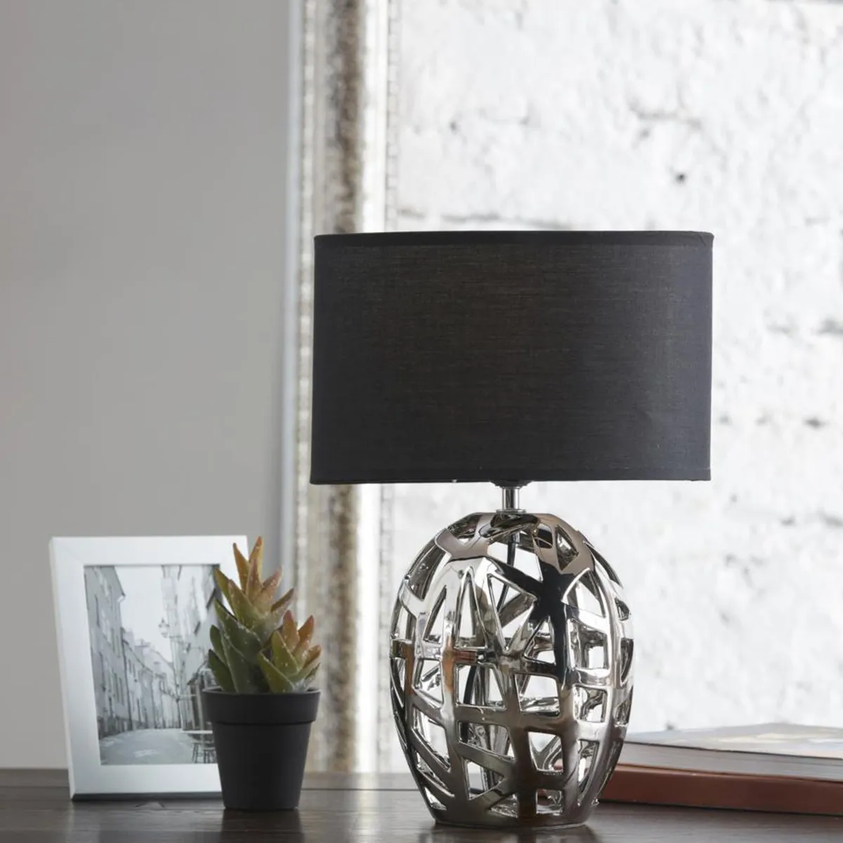 JUST HOME COLLECTION - Lámpara Mesa Aida Negro 16x27 cm